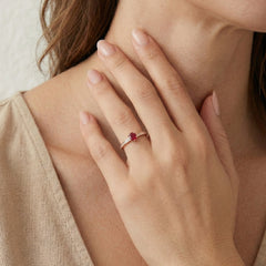 Elegant rose gold diamond and ruby ring