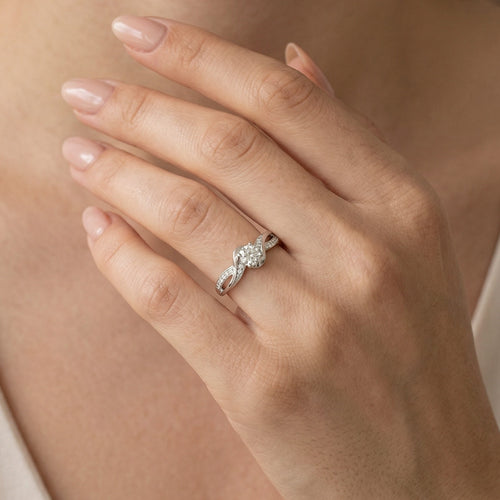 Radiant white gold diamond engagement ring