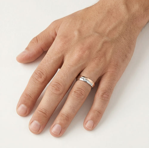 Anillo de boda de oro rosa y blanco