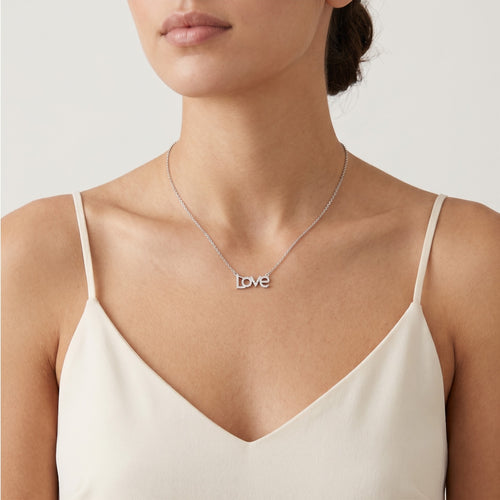 Sterling-Silber Halskette mit Liebes-Inschrift