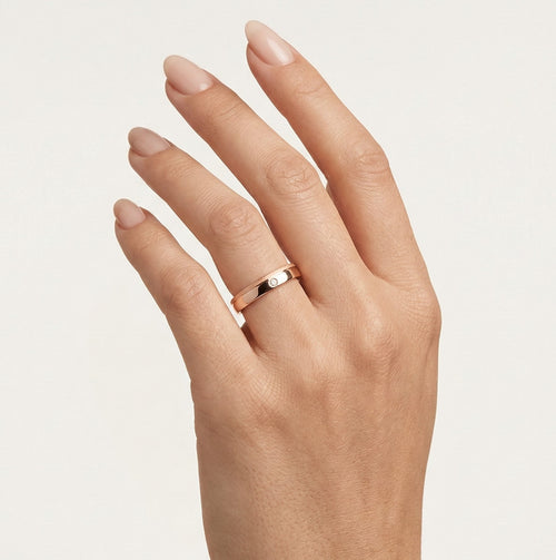 Anillos de boda de oro rosa con diamante