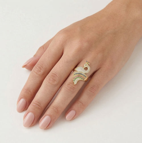Anillo pavo real en oro
