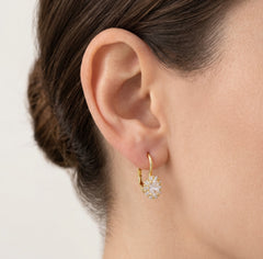 Oval cubic zirconia gold earrings