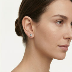Puces en or blanc 18 K avec zircon rond serti clos