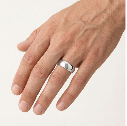 Anillo clásico ancho de oro blanco