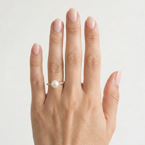 Akzent-Goldring mit Perle