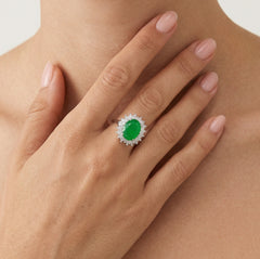 Royal Sterling Silberring mit ovalem Smaragd