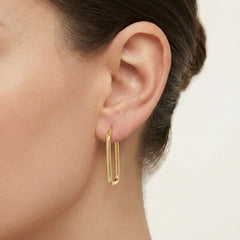 Zlaté náušnice ve tvaru obdélníkových kruhů