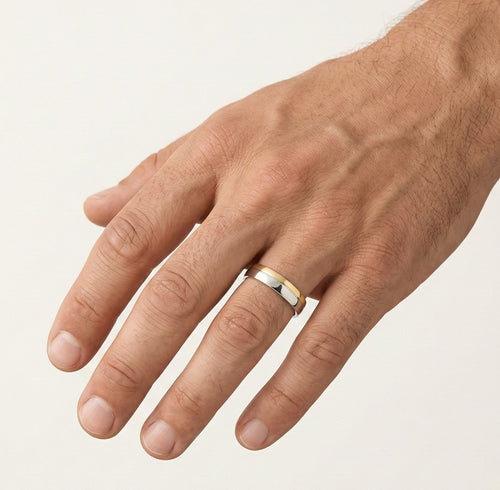 Elegantní dvoubarevný zlatý snubní prsten