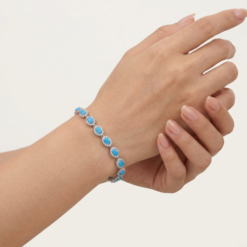 Royal tennis bracelet with opal and cubic zirconia
