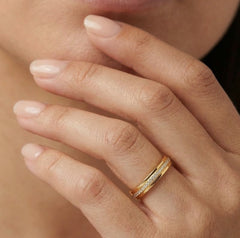 Vysoce leštěný prsten ze žlutého zlata