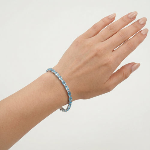 Silber-Tennisarmband mit Topas und Zirkoniasteinen