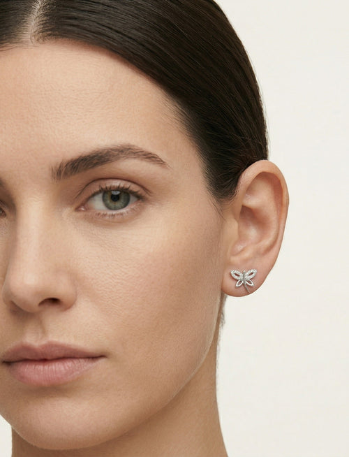 Silver dragonfly stud earrings