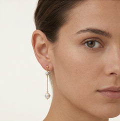 Gold chain dangle earrings with pearls