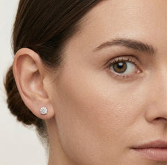 Round halo diamond studs