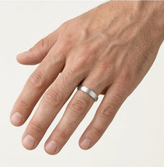 White gold wedding ring with sparkling finish