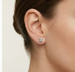 Boucles d’oreilles puces en or blanc avec diamants scintillants