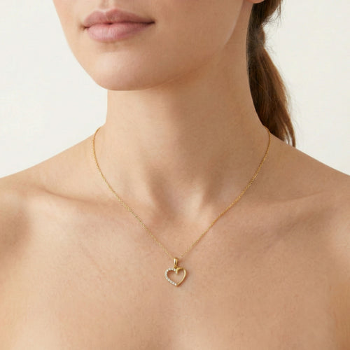 One side cubic zirconia heart pendant