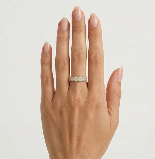 Dreifarbiger Goldring mit Zirkonia