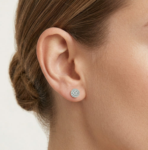 9 mm Halo-Diamant-Ohrstecker