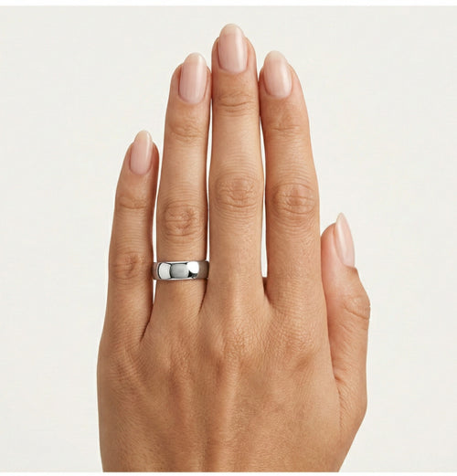 Nadčasové snubní prsteny z bílého zlata o šířce 6 mm