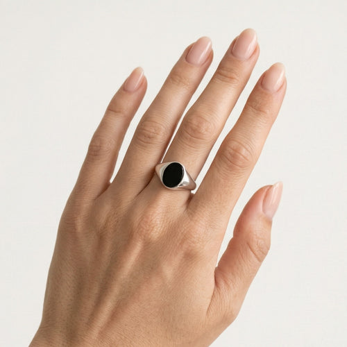 Klassischer schwarzer Onyxring für Herren