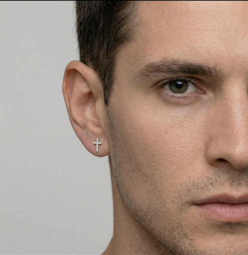 Kreuz-Ohrringe aus Weißgold mit Diamanten