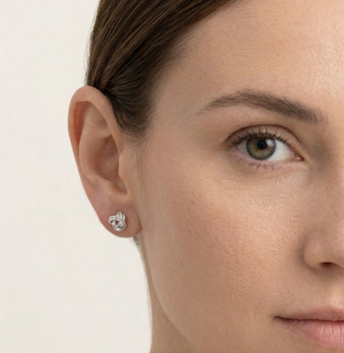 Tiny twisted ball earrings