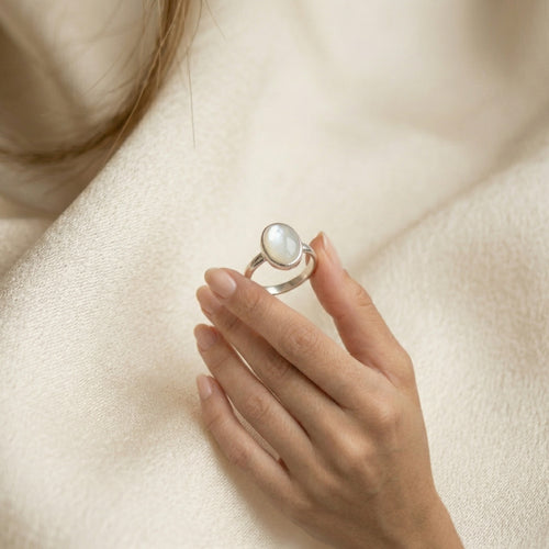 Weißgold Perlmutt Ring