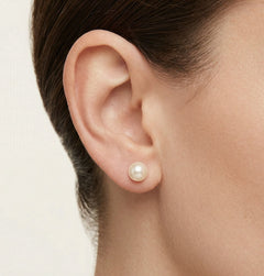Boucles d'oreilles en or jaune et perle blanche