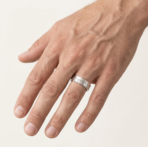 Bague de mariage en or blanc avec un design unique