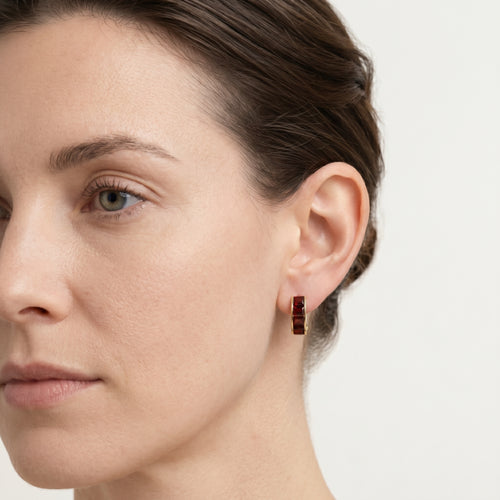 Channeling elegance 4 garnet radiant cut cluster earrings