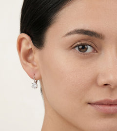 Silver drop earrings with round cubic zirconia