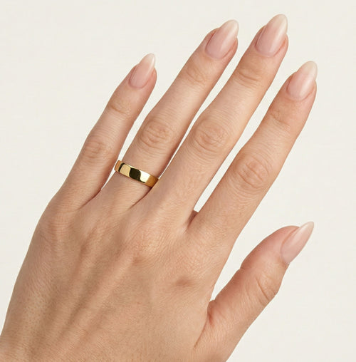 Anillo de boda ligero de 4 mm en oro amarillo