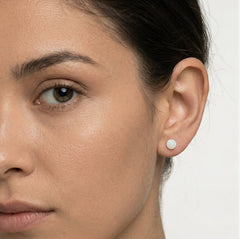 White opal ball gold studs