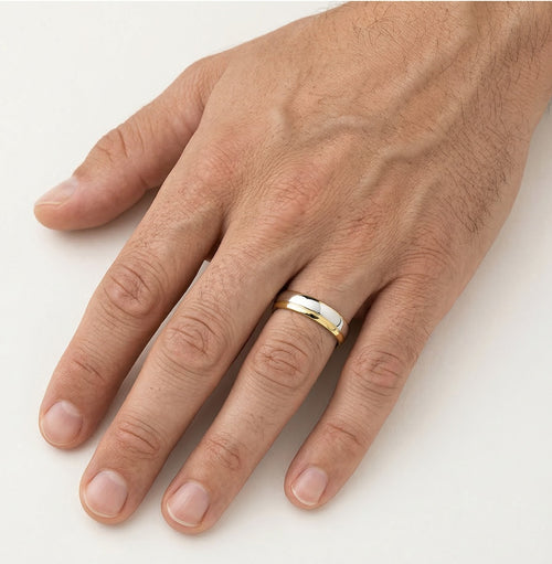 Elegantní dvoubarevný zlatý snubní prsten