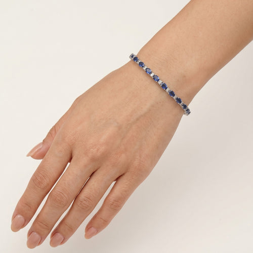 Gold-Tennisarmband mit Saphiren und Diamanten