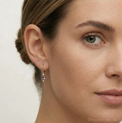 Oval briolette amethyst gold earrings