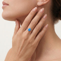 Cabochon blue opal ring