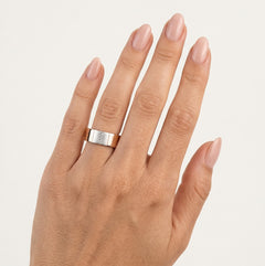 Bague de mariage massive en or blanc et or rose