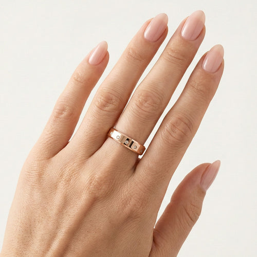 Alliances de mariage au design unique en or rose