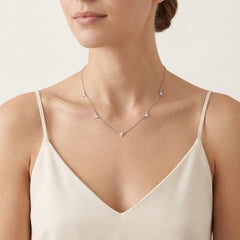 Silver necklace with triangle links