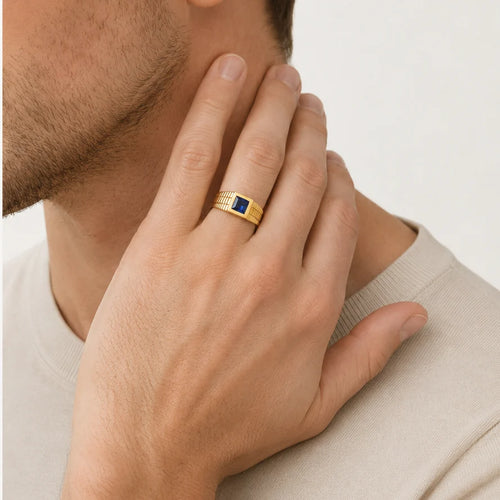 Golden Zircon Signet Ring