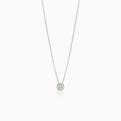 Necklace with diamond in round pendant