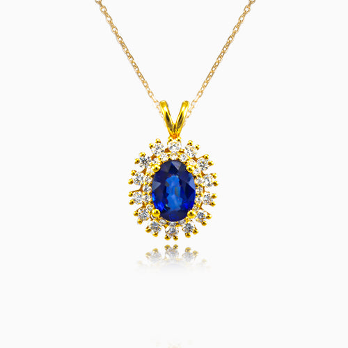 Wunderschöner ovaler Anhänger mit blauem Saphir