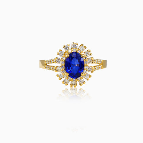 Royal Saphir Gold Ring mit Diamanten