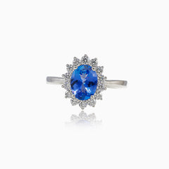 Prsten s tanzanitem a diamanty