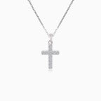 Cruz de diamantes elegante en oro blanco