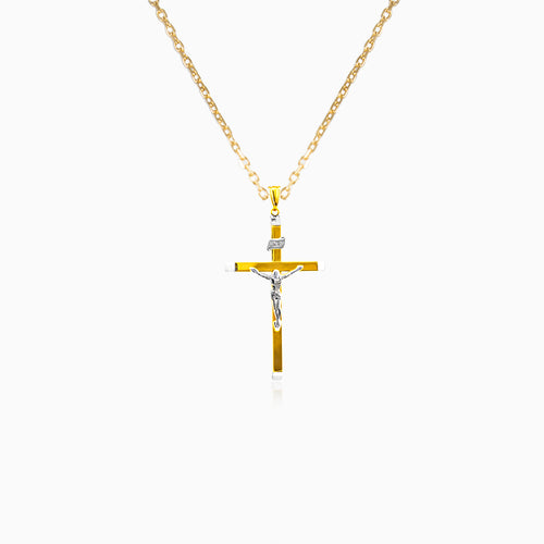Massives kombiniertes Goldkreuz mit Jesus Christus