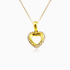 Gold heart with cubic zirconia